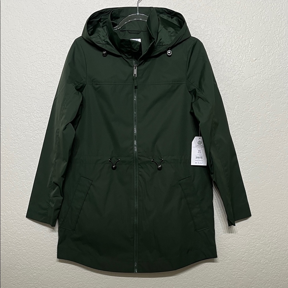 Time and Tru Women’s XS Dark Green Hooded Raincoat